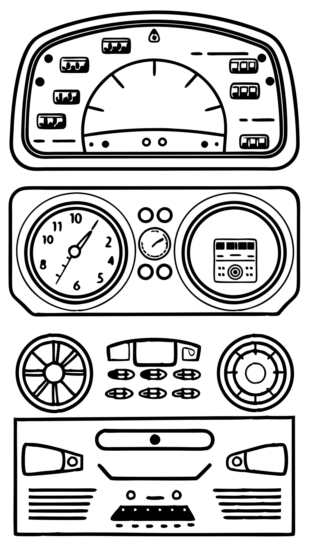 Páginas para colorear de los paneles de automóviles